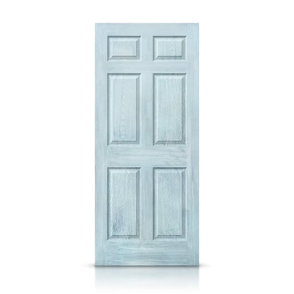 CALHOME 36 in. x 80 in. Vintage Denim Blue Stain Hollow Core Composite MDF 6 Panel Interior Door Slab