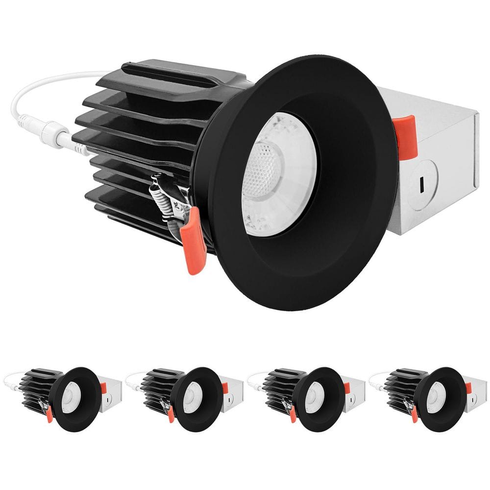 3 in. Integrated LED Regressed Canless Spotlight Plus Round Black Trim,5CCT,15W,1250LM,CRI90,Dimmable 38° Beam 4 Pack price history on PriceWatchPro