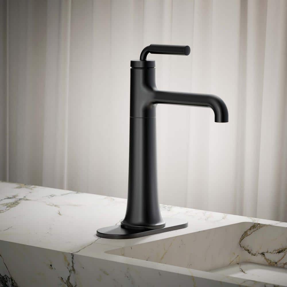 Matte Black Tall Single-Handle Bathroom Sink Faucet