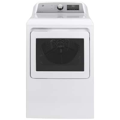 GE 7.4 cu. ft. 120-Volt White Gas Vented Dryer with Sanitize Cycle ...