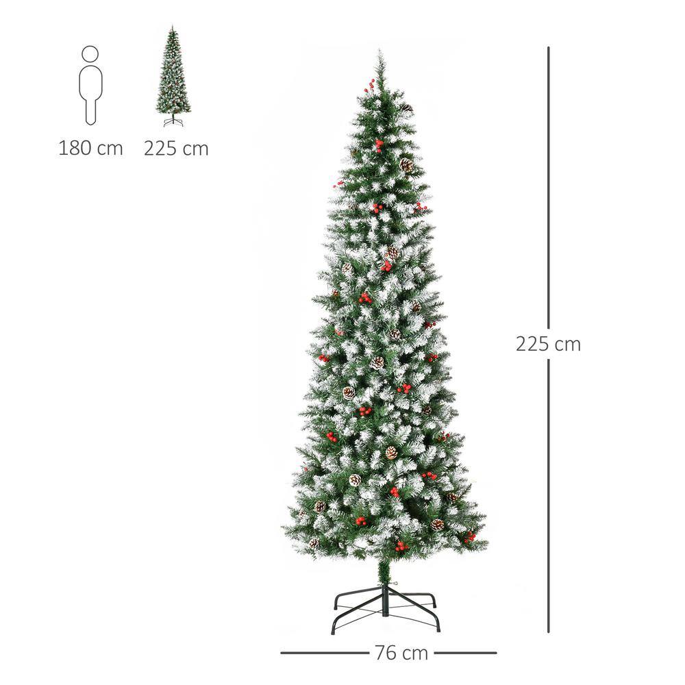 7.5 ft Snow-Dipped Pine Artificial Christmas Tree with LED Lights