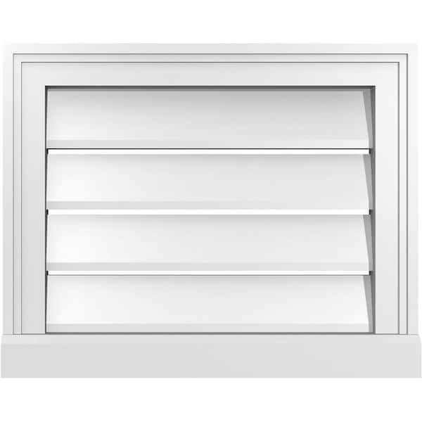 Ekena Millwork 20 in. x 16 in. Vertical Surface Mount PVC Gable Vent: Functional with Brickmould Sill Frame