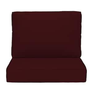 18.5 in. x 22.9 in Outdoor Chair Cushions 2-Piece Deep Seat and Backrest Cushion Set for Patio Furniture in Dull Red