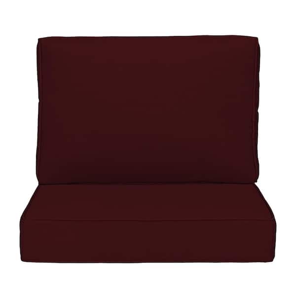 Uixe 18.5 in. x 22.9 in Outdoor Chair Cushions 2-Piece Deep Seat and Backrest Cushion Set for Patio Furniture in Dull Red