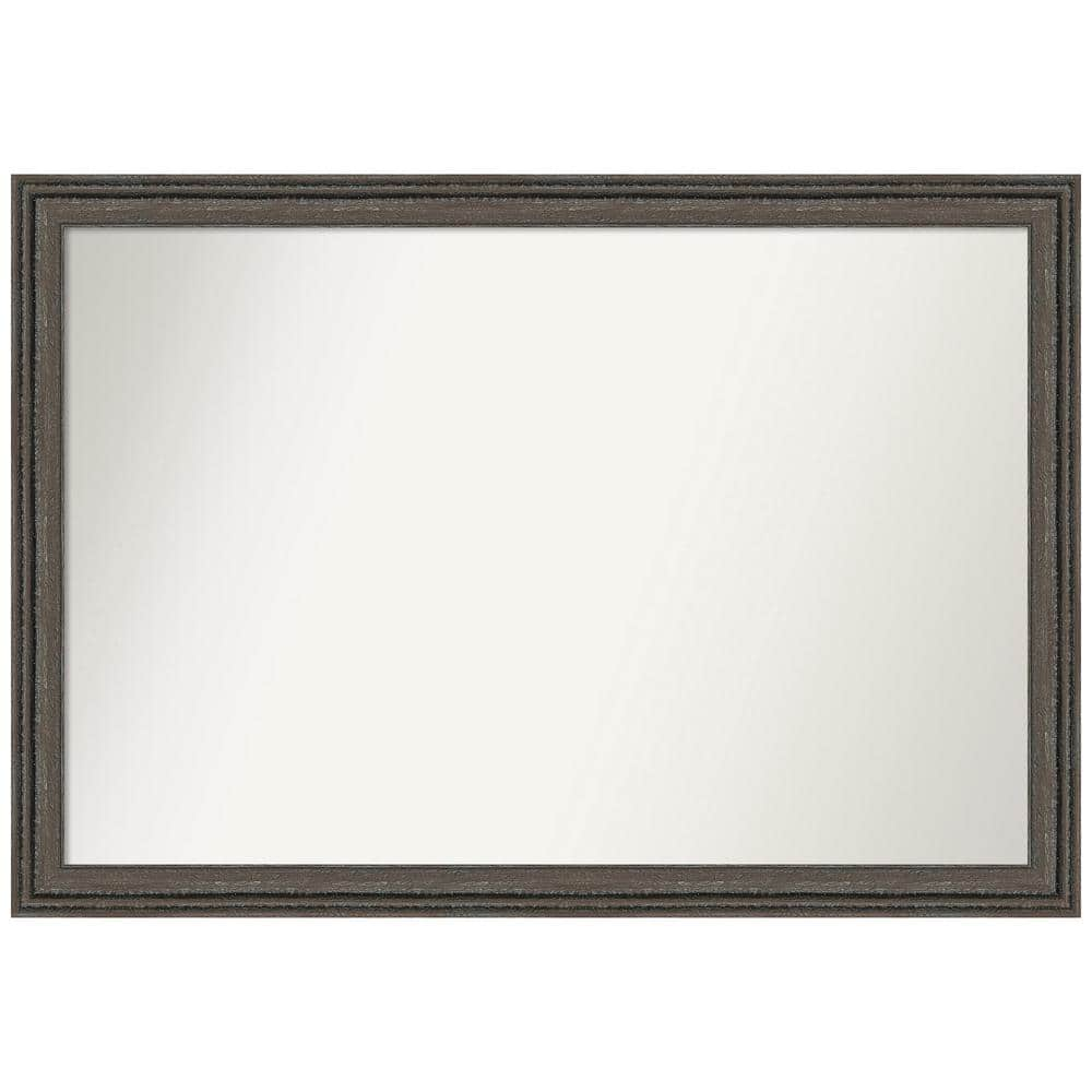 Upcycled Brown Grey 39.5 in. x 27.5 in. Non-Beveled Farmhouse Rectangle Wood Framed Wall Mirror in Brown -  Amanti Art, A38868262615