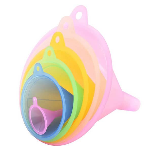 6-Piece Multi-Colored Plastic Funnel Set for Kitchen Bottle Filling, Food Grade, BPA Free