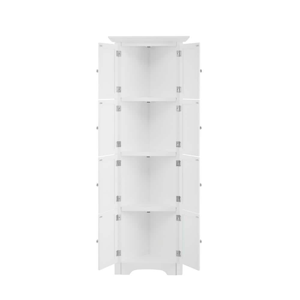 24.25 in. W x 12.25 in. D x 72 in. H White Storage Wall Cabinet w/4 Shelves