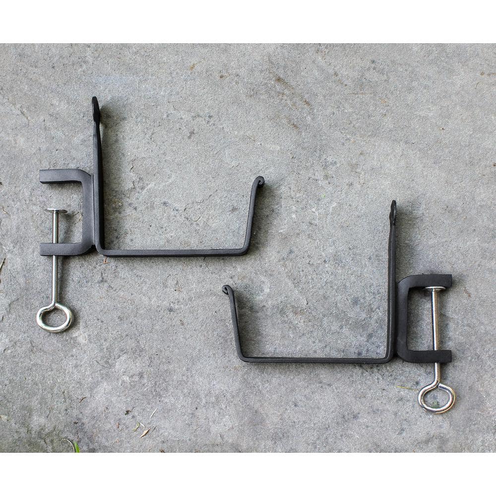 Black Steel 6" Clamp-On Flower Box Bracket Set