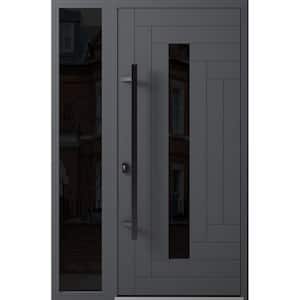 0130 48 in. x 80 in. Right-hand/Inswing Sidelights Tinted Glass Grey Steel Prehung Front Door with Hardware