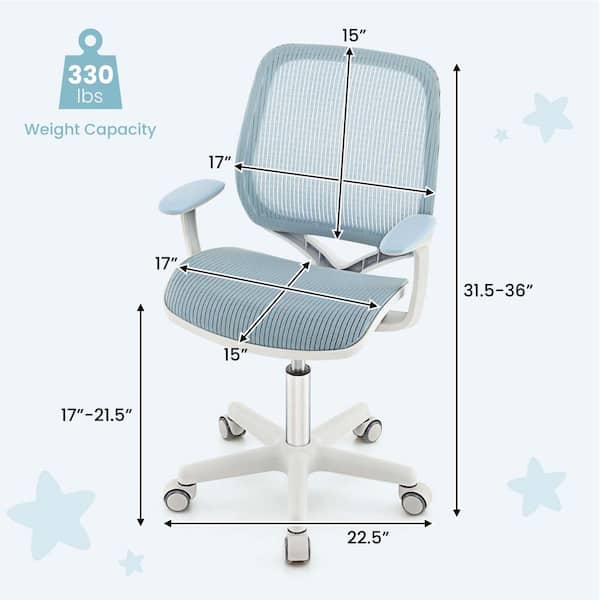 Costway Blue Kids Desk Armchair Swivel Mesh Children