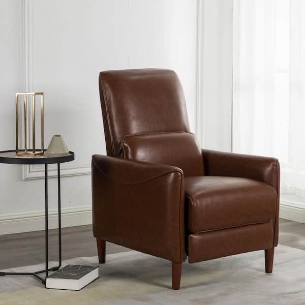 CHRISTOPHER KNIGHT HOME Verve Modern Upholstered PU Leather Push Back Recliner with Lumbar Support, Cognac