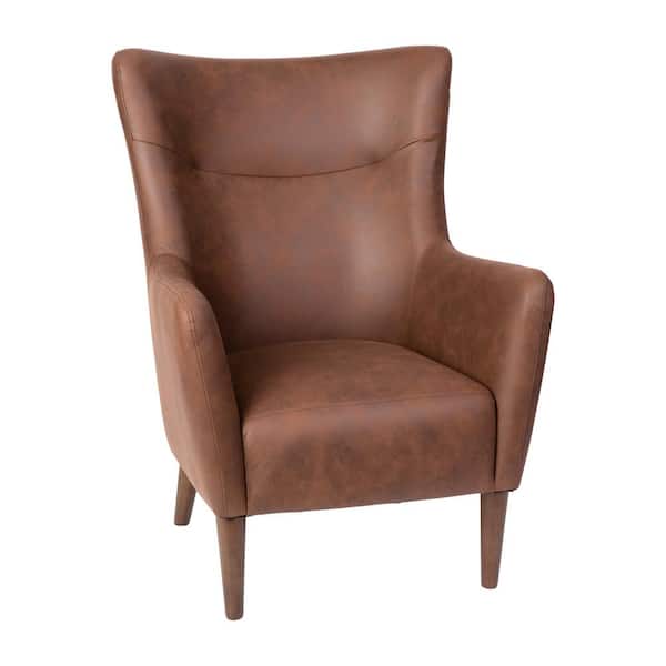 TAYLOR + LOGAN Dark Brown Leather/Faux Leather Accent Chair