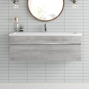 Trough 42in. W x 16in. D x 15in. H Sink Wall-Mounted Bathroom Vanity Side Cabinet in Soho with Acrylic Top in White