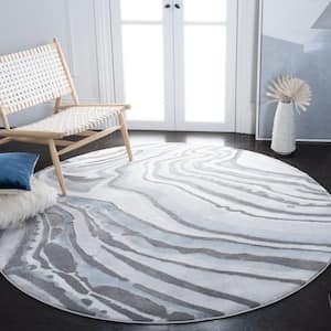 Craft Blue/Gray 7 ft. x 7 ft. Round Abstract Area Rug