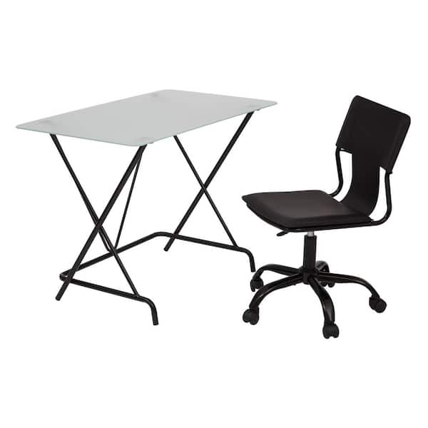 OSP Designs 2-Piece Black Desk and Chair Set