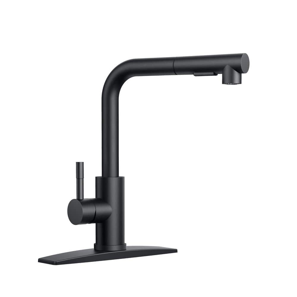 Single Handle Pull Down Sprayer Kitchen Faucet with Deckplate Pull Out Spra