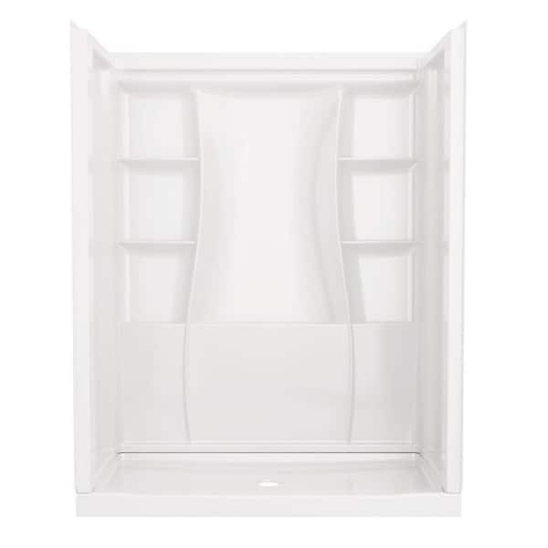 Delta Classic 500 30 in. L x 60 in. W x 72 in. H Alcove Shower Kit with Shower Wall and Shower Pan in High Gloss White