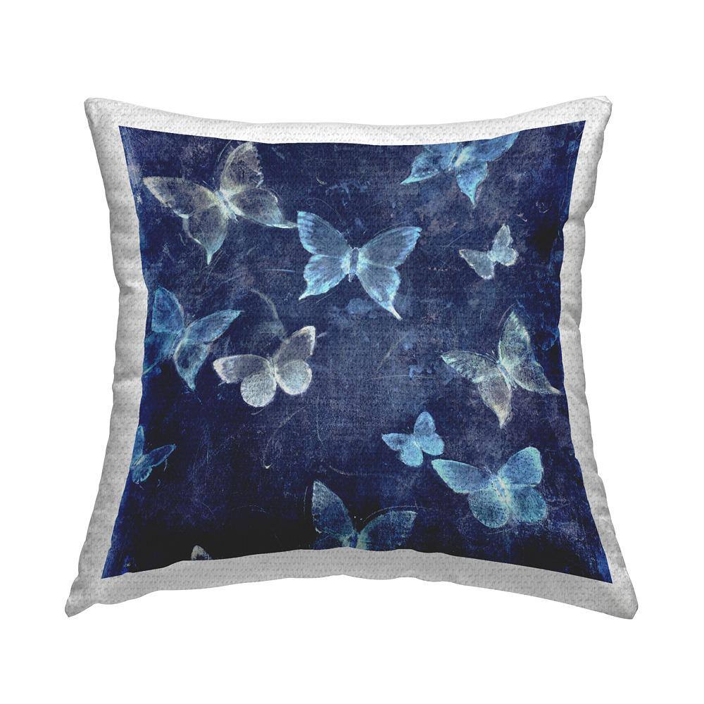Abstract Blue Butterflies Pattern Blue Square Outdoor Throw Pillow price history on PriceWatchPro