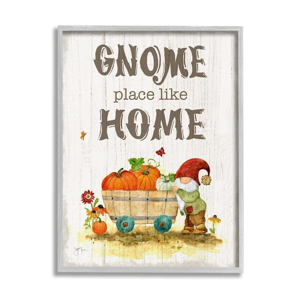 Stupell Industries Gnome Pun Garden Harvest by Janet Tava 1 Piece Framed Graphic Print Nature Poster Art Print 30 in. x 24 in.