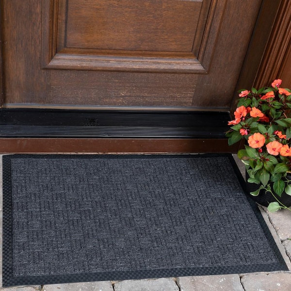 Ottomanson Easy clean, Waterproof Non-Slip 2x3 Indoor/Outdoor Rubber  Doormat, 24 in. x 36 in., Black OTR6214-24X36 - The Home Depot