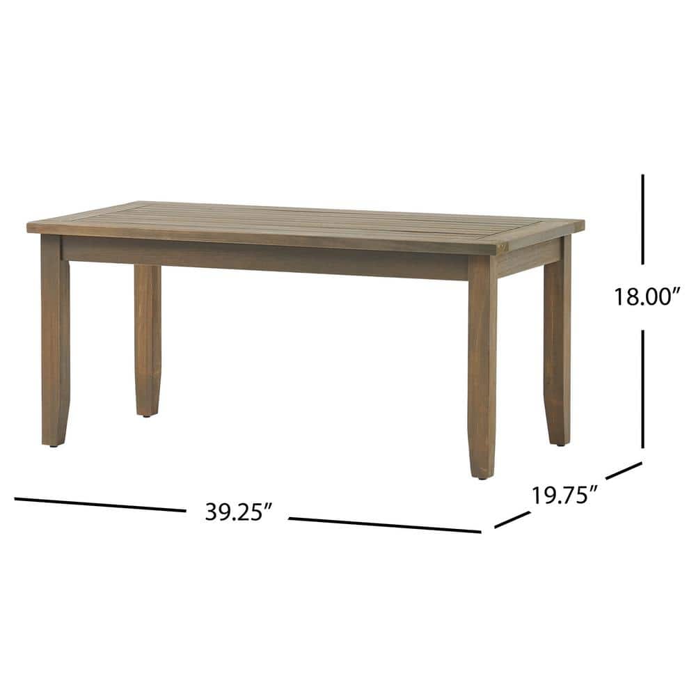 Gray Acacia Wood Outdoor Loveseat and Coffee Table Set