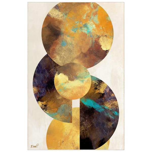 Multi-Colored 5 ft. x 8 ft. Patina Plates I Washable Geometric Art Area Rug