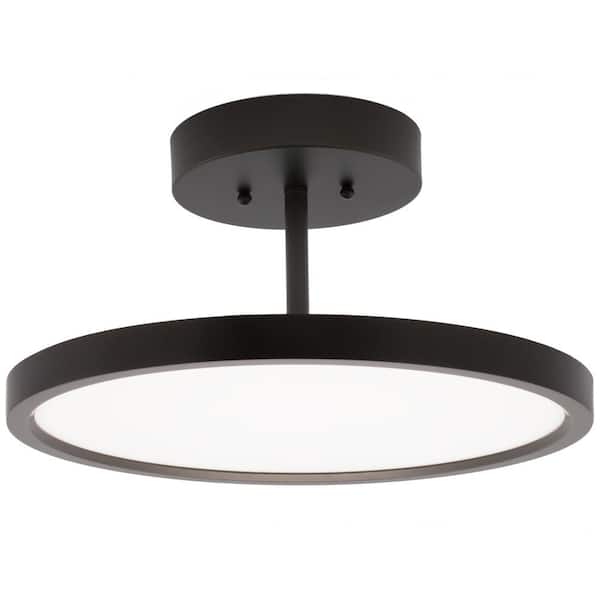 Sunlite 15 in. 1-Light Oil Rubbed Bronze Round Ring Sleek Dimmable LED Semi-Flush Mount, Warm White 3000K