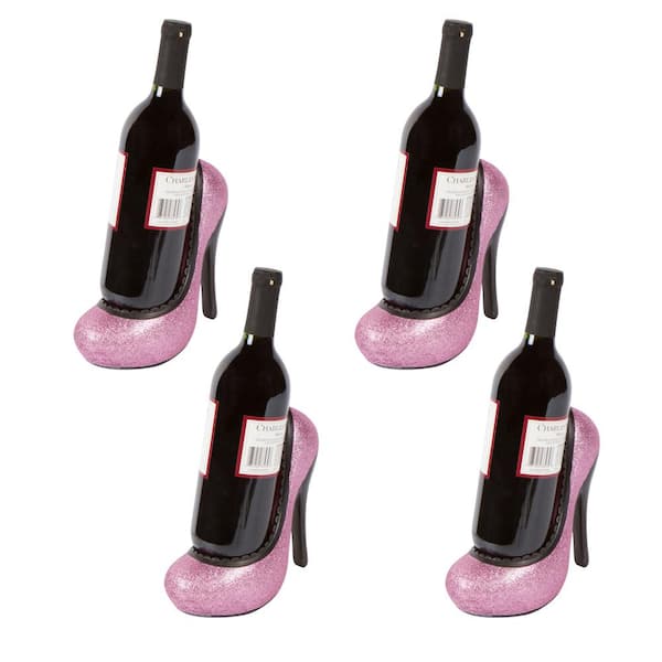 Hilarious Home High Heel Pink Wine Bottle Holder (Set of 4)
