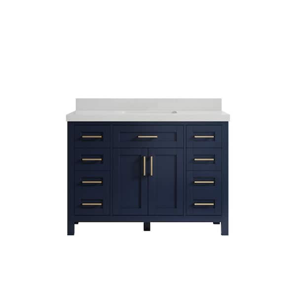 Willow Collections Cambridge 48 in. W x 22 in. D x 36 in. H Bath Vanity in Hale Navy Blue with 2 in. Carrara Quartz Top