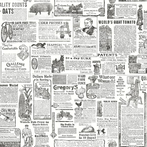 Brewster Underwood Black Newspaper Black Wallpaper Sample