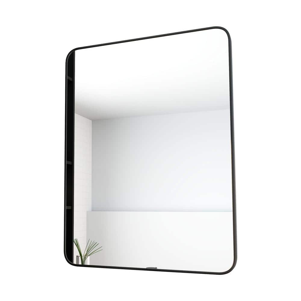 24 in. W x 32 in. H Rectangle Frame Vertical or Horizontal Hanging Decorative Wall Bathroom Vanity Mirror in Black price history on PriceWatchPro