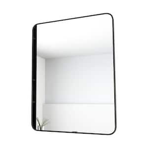 24 in. W x 32 in. H Rectangle Frame Vertical or Horizontal Hanging Decorative Wall Bathroom Vanity Mirror in Black