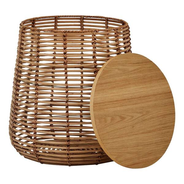 StyleWell Pala 17.3 in. Natural Rattan Side Table with Removable