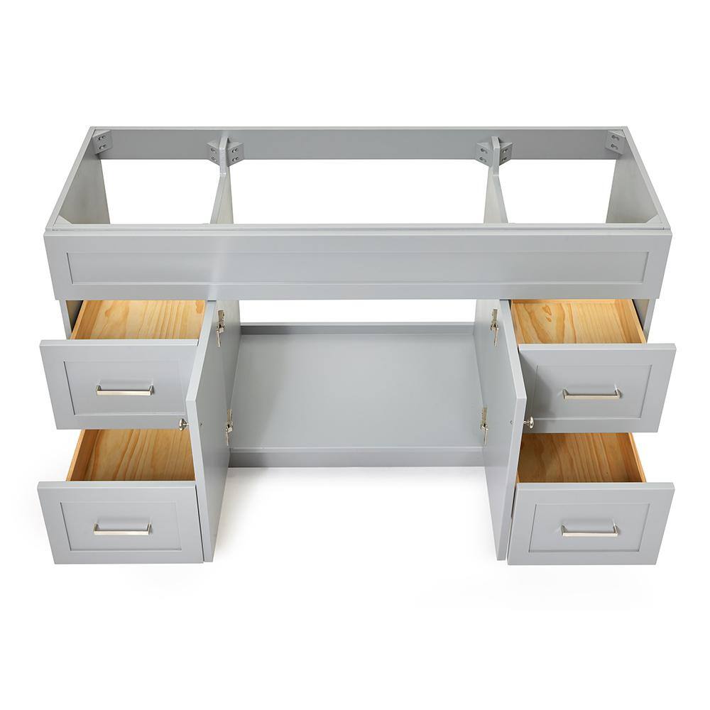 Hamlet 60" Gray Single Freestanding Vanity Cabinet with Nickel Hardware