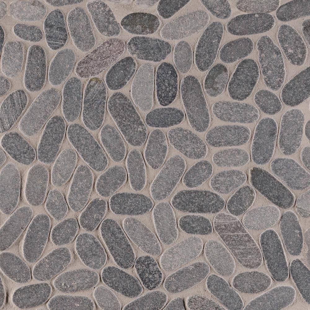 Take Home Tile Sample - Sliced Pebble Coal 4 in. x 4 in. Tumbled Marble Mosaic Tile price history on PriceWatchPro