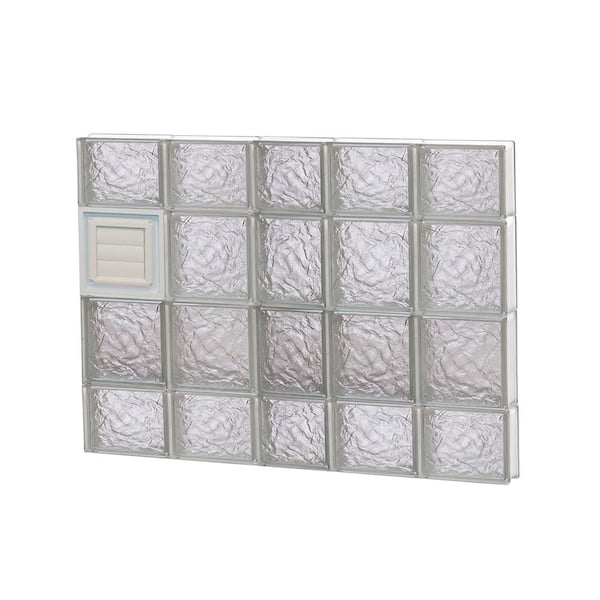 Clearly Secure 36.75 in. x 27 in. x 3.125 in. Frameless Ice Pattern Glass Block Window with Dryer Vent