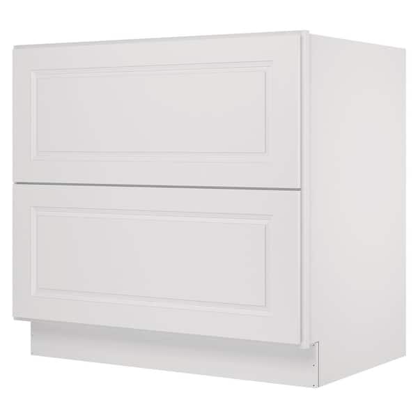 HOMEIBRO 36 in. Wx24 in. Dx34.5 in. H in Raised Panel Dove Plywood Ready to Assemble Drawer Base Kitchen Cabinet with 2 Drawers