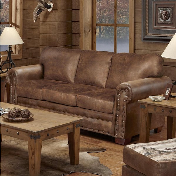 Clean! Comfy Microfiber Fluffy Brown 6 1/2 Foot Couch! - furniture