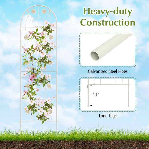 ANGELES HOME 86.5 in. x 20 in. Metal Garden Trellis for Climbing Plants in White (2-Pack)