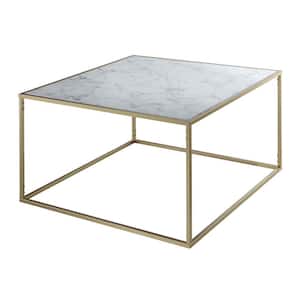 33 in. Gold Medium Square Wood Coffee Table