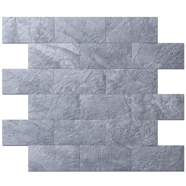 Art3d Stone Design Blue-Grey 13 in. x 11 in. PVC Peel and Stick Tile for Kitchen Bathroom Fireplace (9.9 sq. ft./pack)