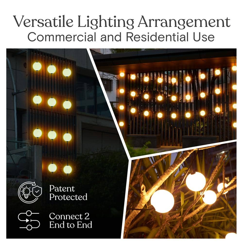 Warm White LED Globe Outdoor String Lights, 30 ft