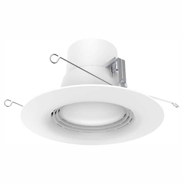 EcoSmart 6 in. Integrated LED White Recessed Light Trim with Bluetooth Speaker Soft White, (1-Pack)