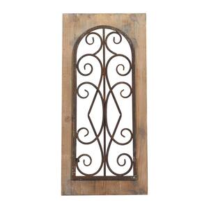 23 in. x 11 in. Brown Metal Rustic Abstract Wall Decor