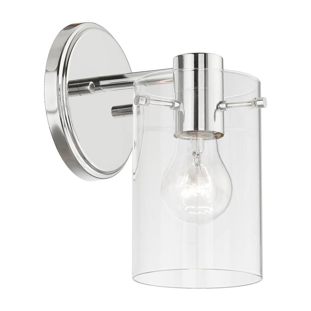 Polished Chrome Clear Glass Single Light Sconce