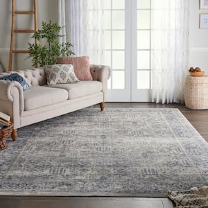 Malta Ivory/Blue 8 ft. x 11 ft. Traditional Area Rug