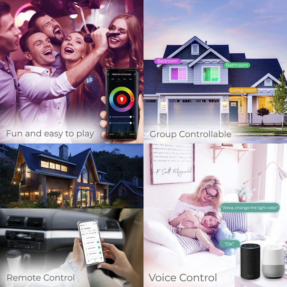 4-Inch White Matte LED Smart Recessed Lighting Kit with Color Temperature Control