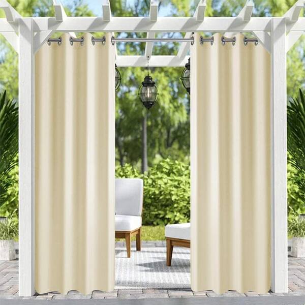 Pro Space 50" x 120" Outdoor Waterproof Grommets Window Curtains for Front Porch ,Beige