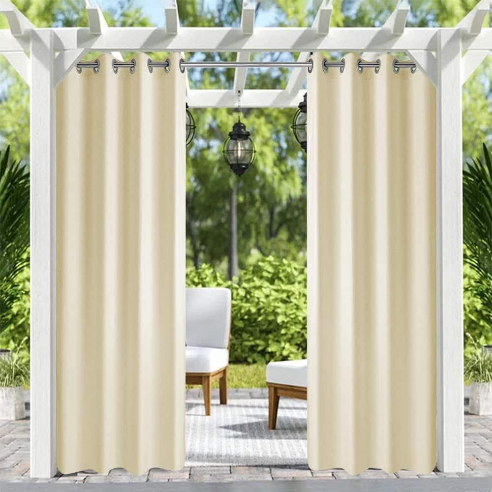 HGmart Outdoor Patio Curtain Waterproof 50x84 Grommet Gazebo Porch Deck Curtains UV Ray Protected Fade Resistant and Mildew Resistant,Dark Blue 1 Panel 