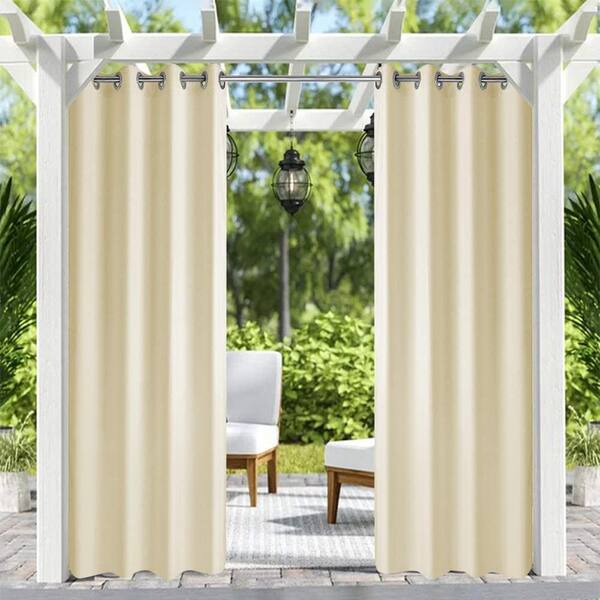 Pro Space Beige Outdoor Thermal Grommet Blackout Curtain - 50 in. W x ...